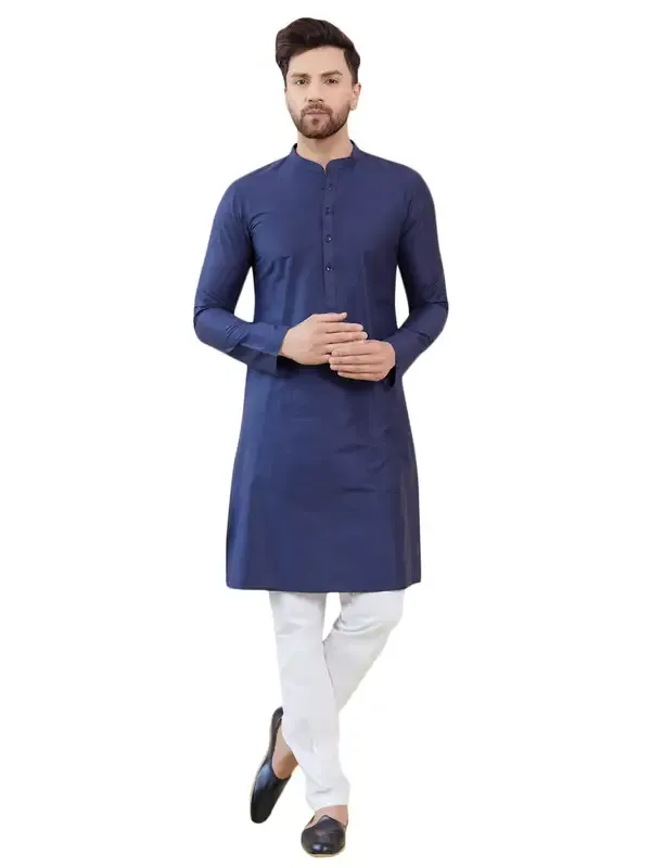 Blue_Cotton_Solid_Straight_Kurta_With_Pyjama
