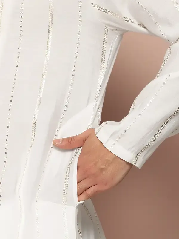 Men_Off_White_Sequins_Embroidered_Chanderi_Silk_Straight_Kurta_With_Pyjama