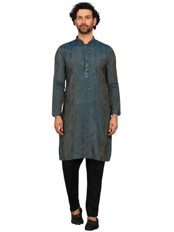 Navy_Blue_Sequin_Embroidered_Straight_Kurta_With_Pyjama