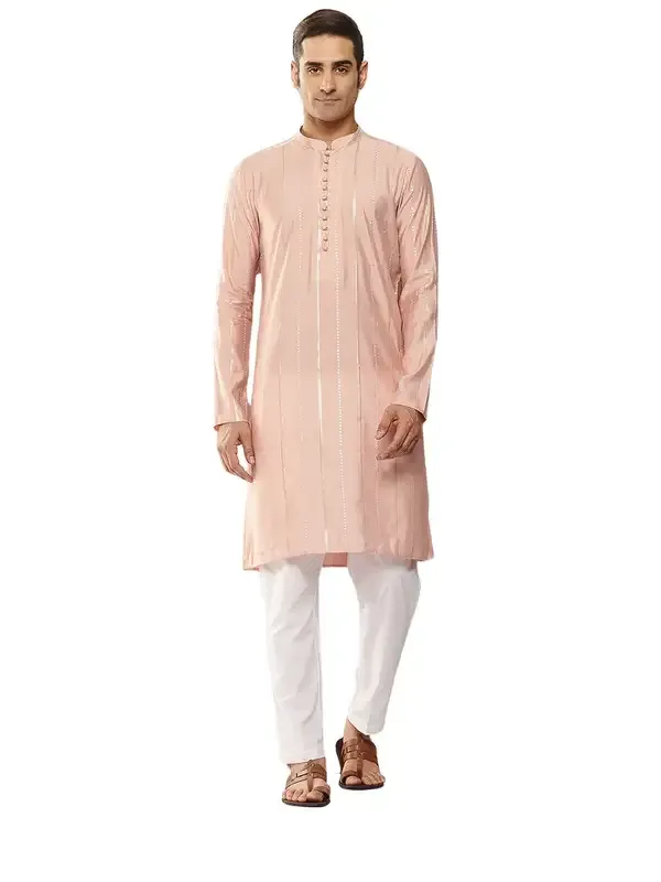 Men_Pink_And_Gold_Chanderi_Silk_Sequins_Kurta
