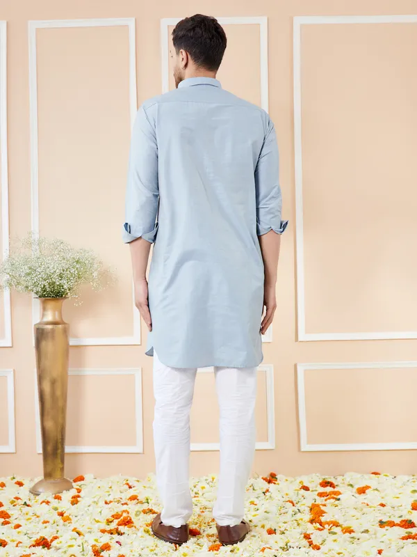 Men_Blue_Cotton_Solid_Pathani_Kurta_With_Pyjama