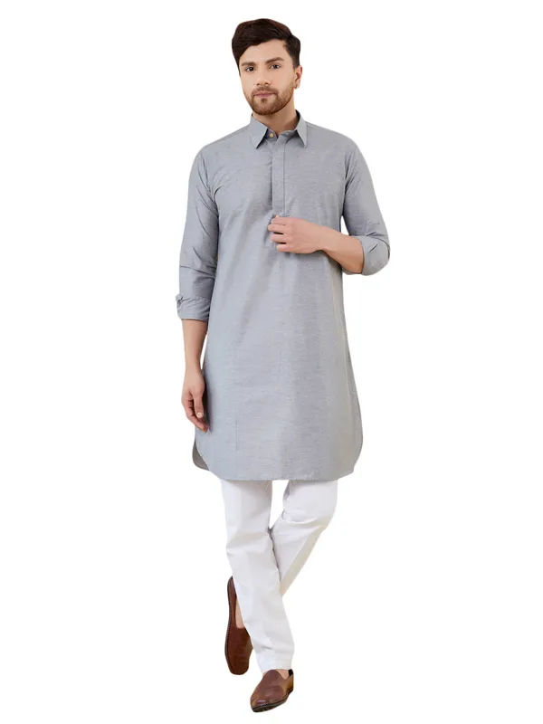 Men_Grey_Cotton_Solid_Pathani_Kurta_With_Pyjama