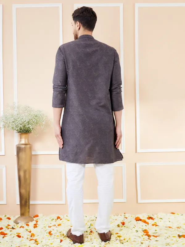 Black_Ethnic_Motifs_Silk_Jacquard_Woven_Design_Straight_Kurta_With_Pyjama