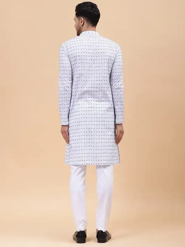 Men_White_&_Blue_Pure_Cotton_Embroidered_Staright_Kurta_With_Pajama