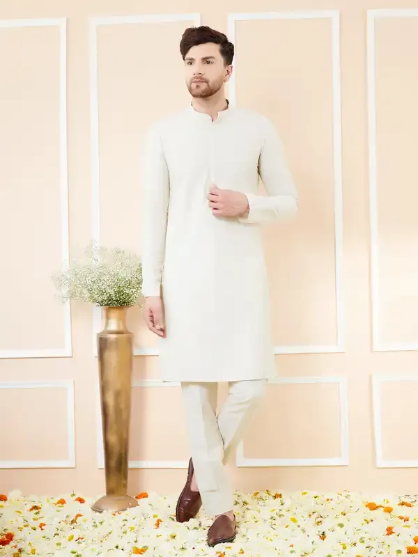 Cream_Cotton_Solid_Straight_Kurta_With_Matching_Pyjama
