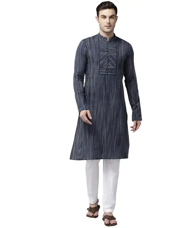 Men_Navy_Blue_Pure_Cotton_Printed_Staright_Kurta_With_Pajama