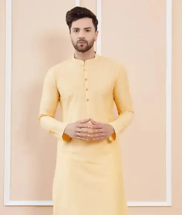 Beige_Cotton_Solid_Straight_Kurta_With_Matching_Pyjama