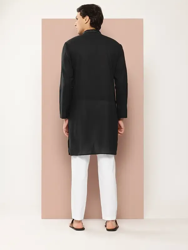 Men_Black_Thread_Worked_Pure_Cotton_Straight_Kurta_With_Pyjama