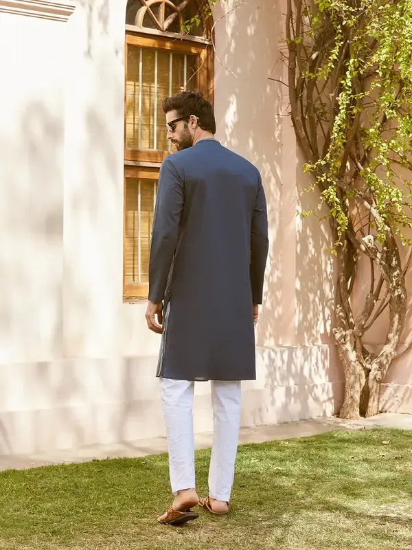 Men_Teal_Cotton_Pintex_Design_Sequins_Kurta_With_Pyjama