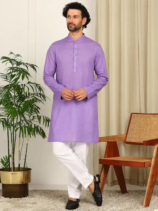 Purple_Cotton_Straight_Kurta_With_Pyjama