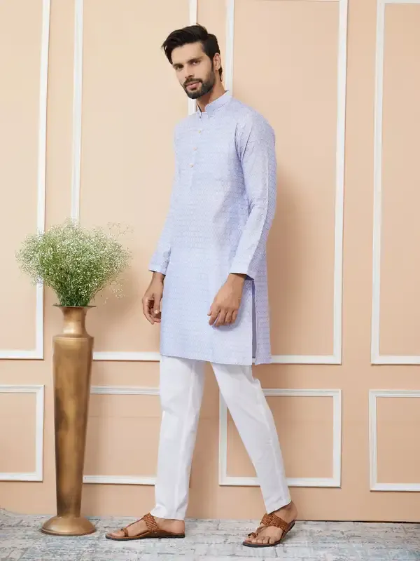Periwinkle_Blue_Ethnic_Motifs_Silk_Jacquard_Woven_Design_Straight_Kurta_With_Pyjama