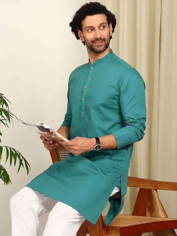 Rama_Green_Solid_Straight_Kurta_With_Pyjama