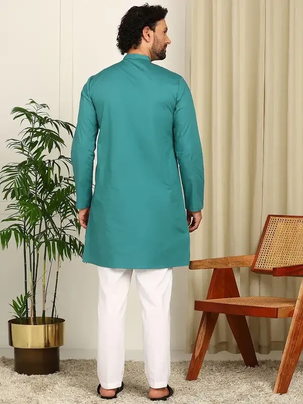 Rama_Green_Solid_Straight_Kurta_With_Pyjama