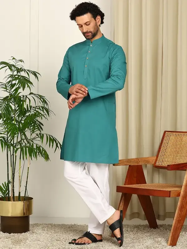 Rama_Green_Solid_Straight_Kurta_With_Pyjama