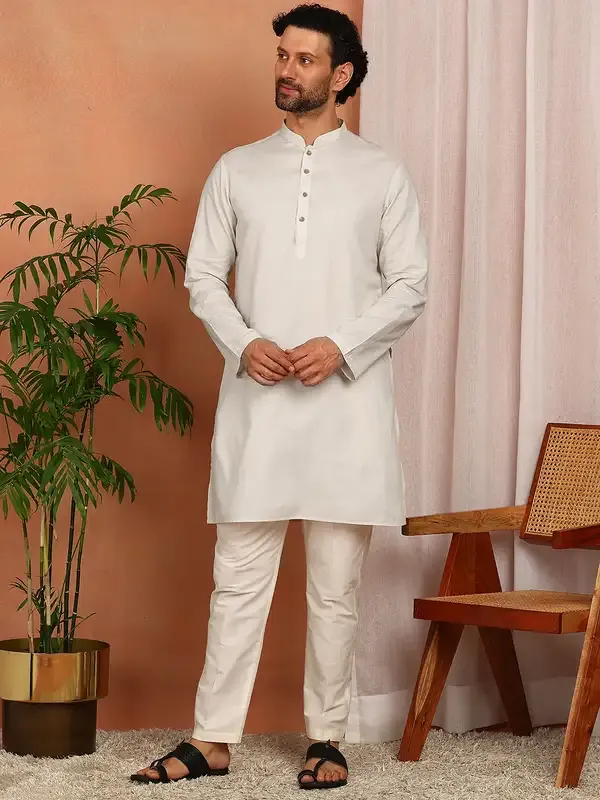 Cream_Cotton_Straight_Kurta_With_Pyjama
