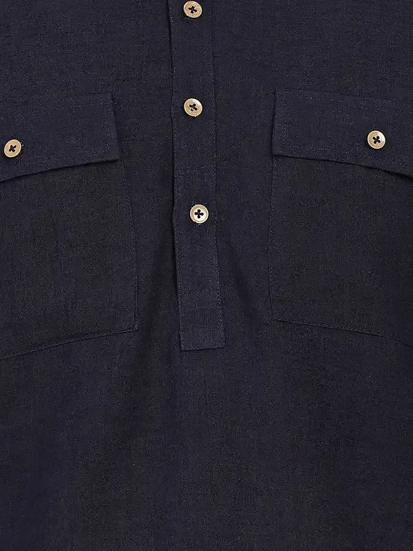 Men'S_Navy_Blue_Linen_Solid_Pathani_Set