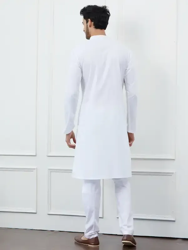 Men_White_Cotton_Silver_Thread_Work_&_Sequines_Kurta_With_Pyjama