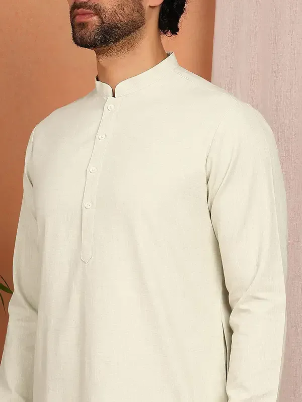 Cream_Woven_Straight_Kurta_With_Pyjama