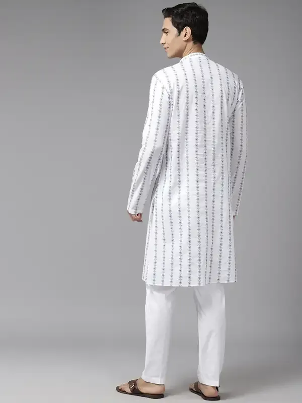 Men_White_&_Blue_Pure_Cotton_Embroidered_Staright_Kurta_With_Pajama