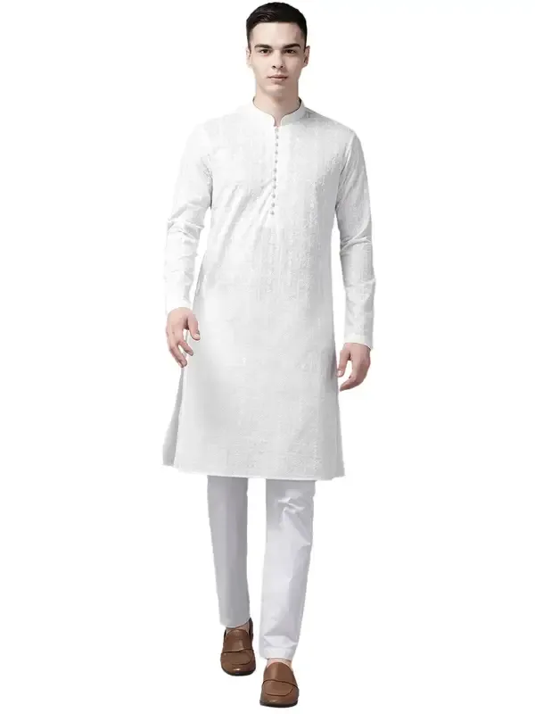Men_White_Pure_Cotton_Chikankari_Embroidered_Straight_Kurta_With_Pyjama