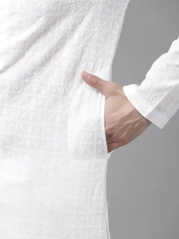 Men_White_Pure_Cotton_Chikankari_Embroidered_Straight_Kurta_With_Pyjama