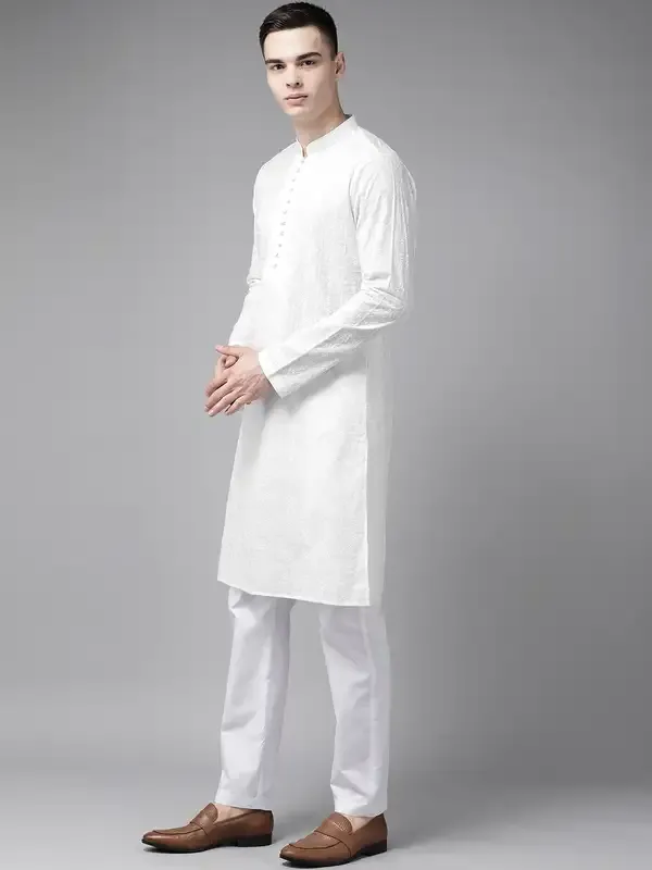 Men_White_Pure_Cotton_Chikankari_Embroidered_Straight_Kurta_With_Pyjama