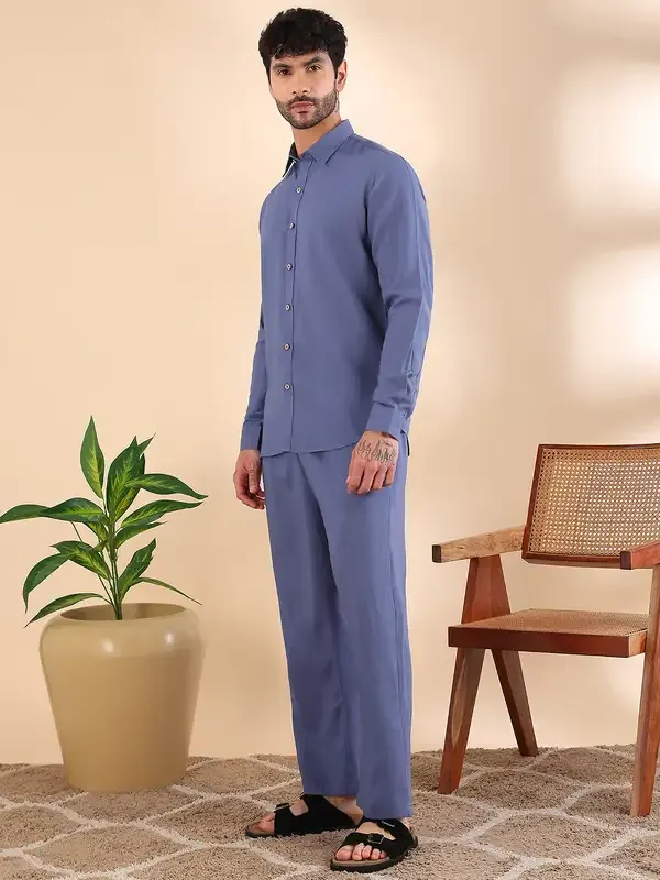 Men_Blue_Linen_Solid_Co-Ord_Set