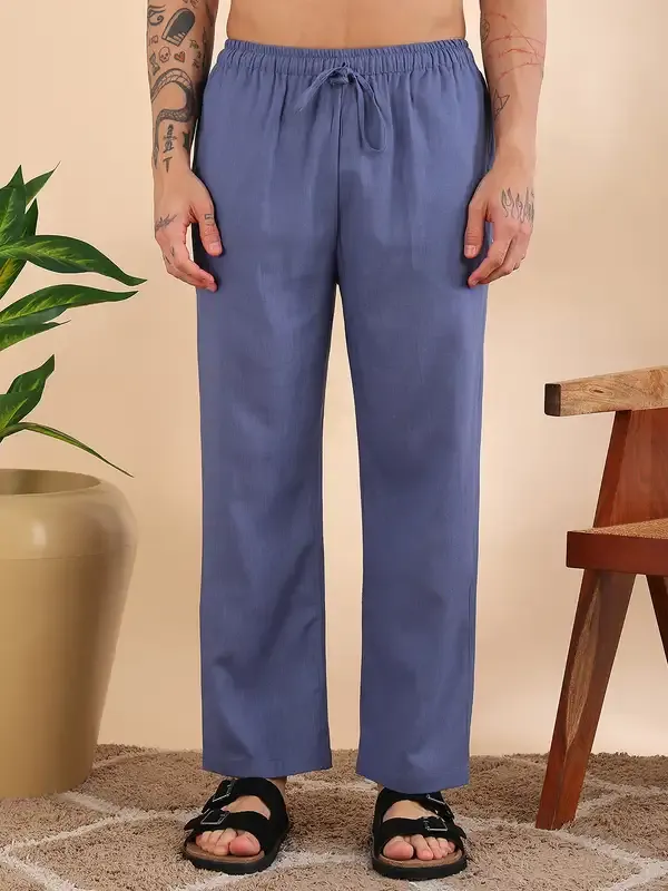 Men_Blue_Linen_Solid_Co-Ord_Set