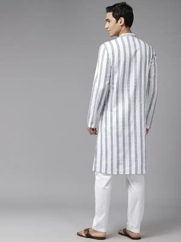 Men_White_&_Blue_Pure_Cotton_Embroidered_Staright_Kurta_With_Pajama