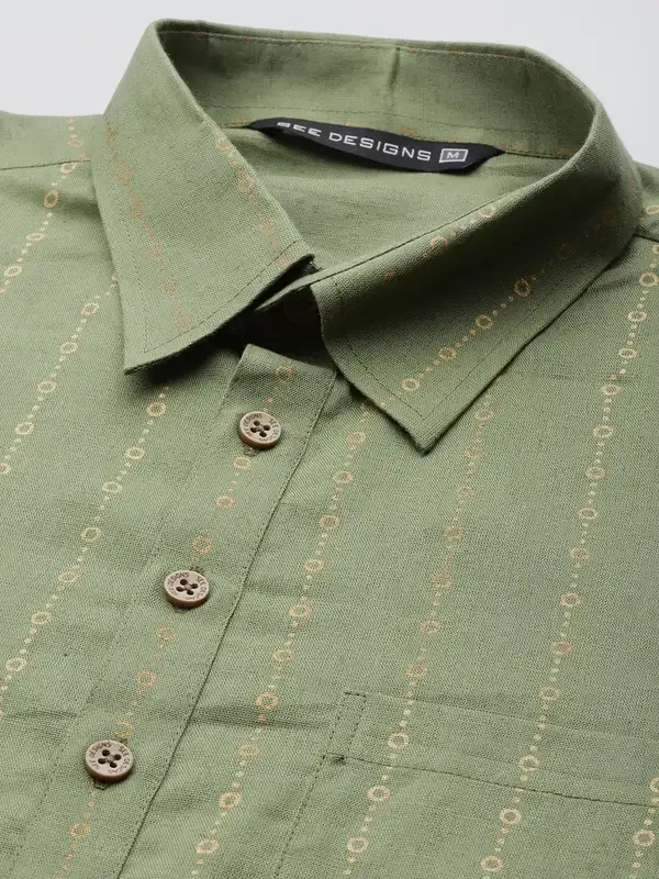Men_Olive_Regular_Pure_Cotton_Pathani_Printed_Men'S_Kurta_With_White_Salwar