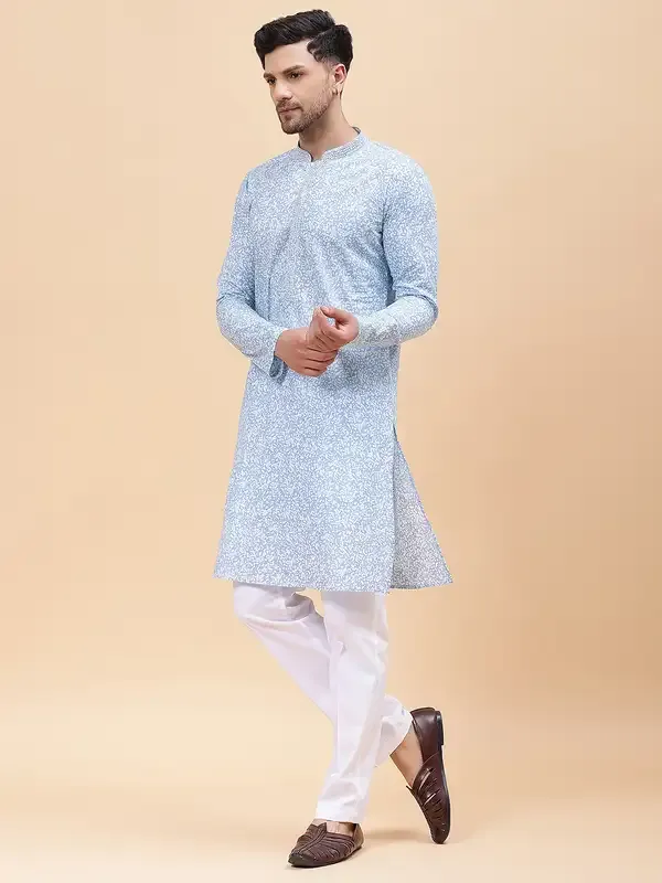 Men_Sky_Blue_&_White_Pure_Cotton_Embroidered_Staright_Kurta_With_Pajama