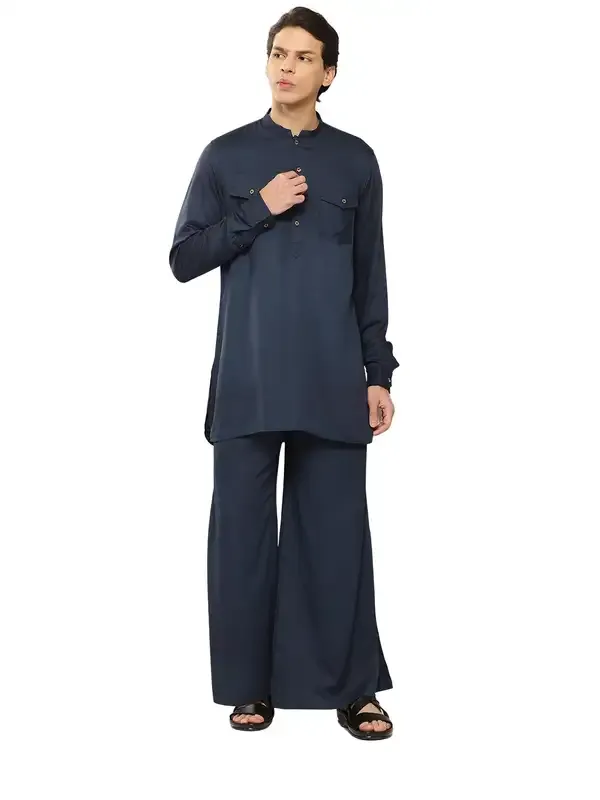 Men_Blue_Rayon_Solid_Pathani_Sets