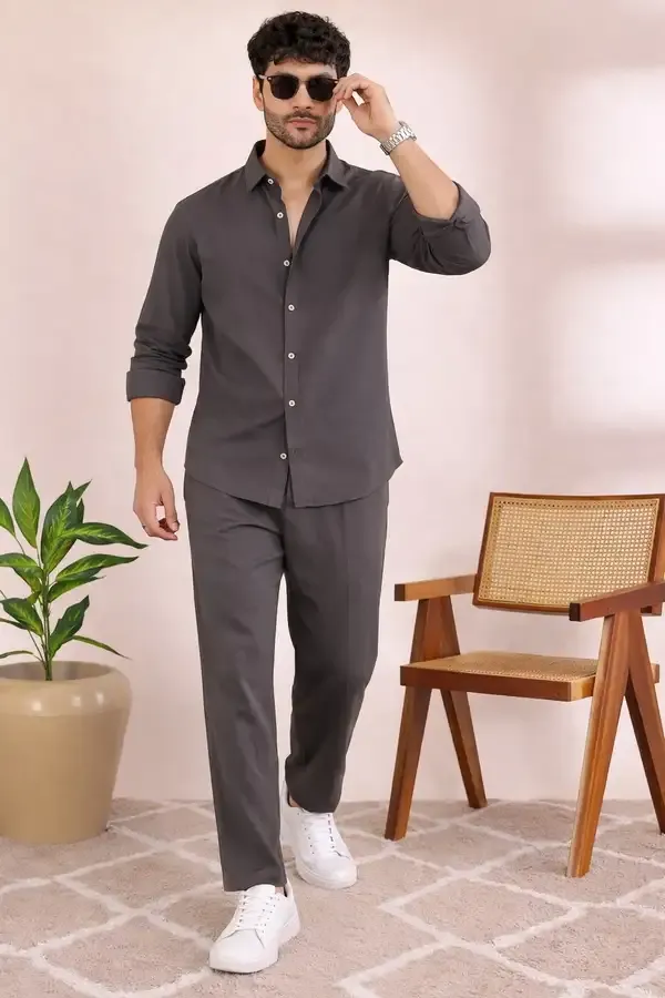 Men_Brown_Linen_Solid_Co-Ord_Set