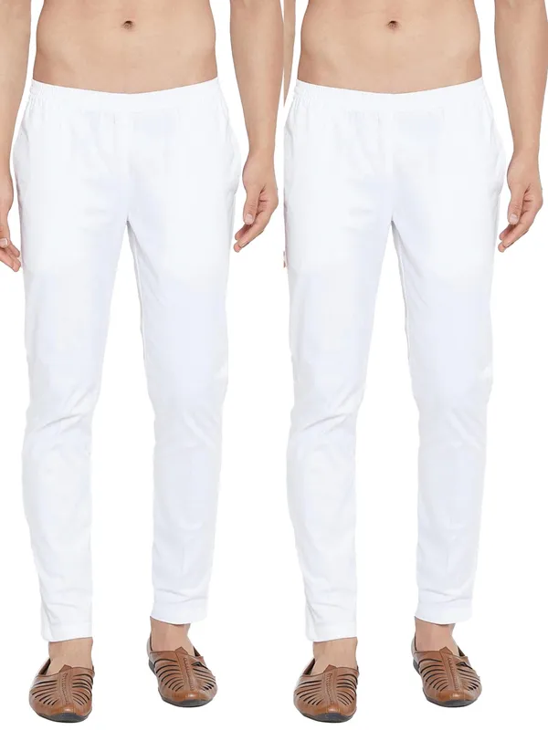 Combo_Pack_of_2:_White_Solid_Cotton_Pyjamas
