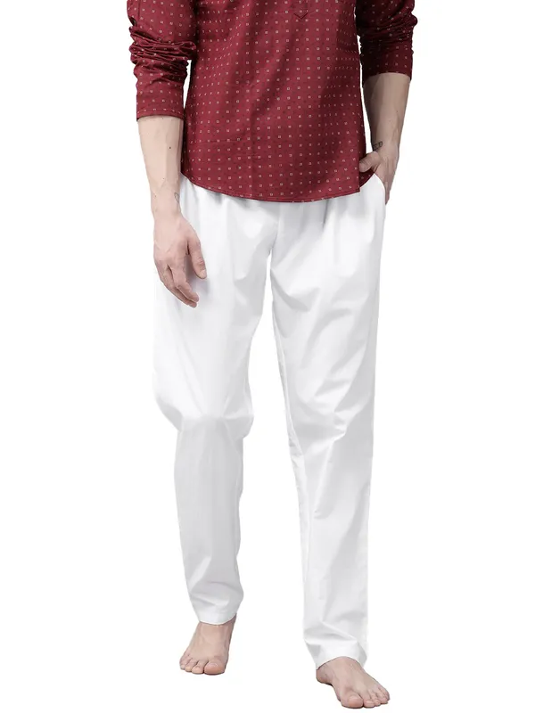 Combo_Pack_of_2:_White_Solid_Cotton_Salwar's_with_Drawstring