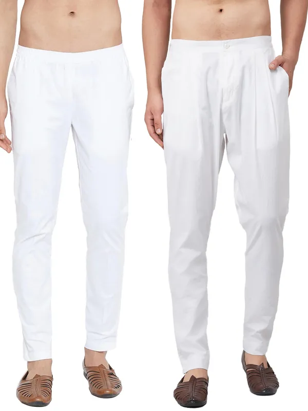 Combo_Pack_of_2:_White_Solid_Cotton_Pyjama_and_Cotton_Trouser