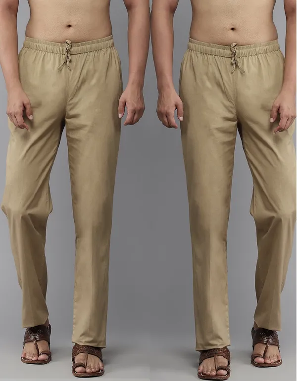 Combo_Pack_of_2:_Brown_Solid_Cotton_Pyjamas