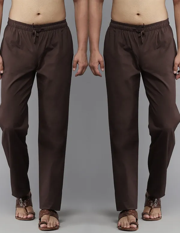 Combo_Pack_of_2:_Deep_Brown_Solid_Cotton_Pyjamas