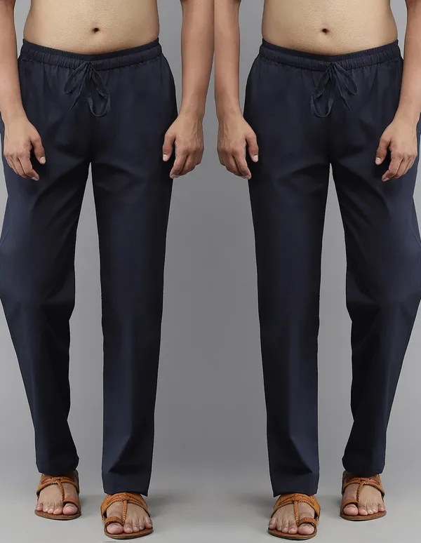 Combo_Pack_of_2:_Navy_Blue_Solid_Cotton_Pyjamas
