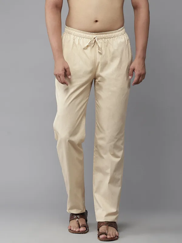 Combo_Pack_of_2:_Navy_Blue_&_Beige_Solid_Cotton_Pyjamas