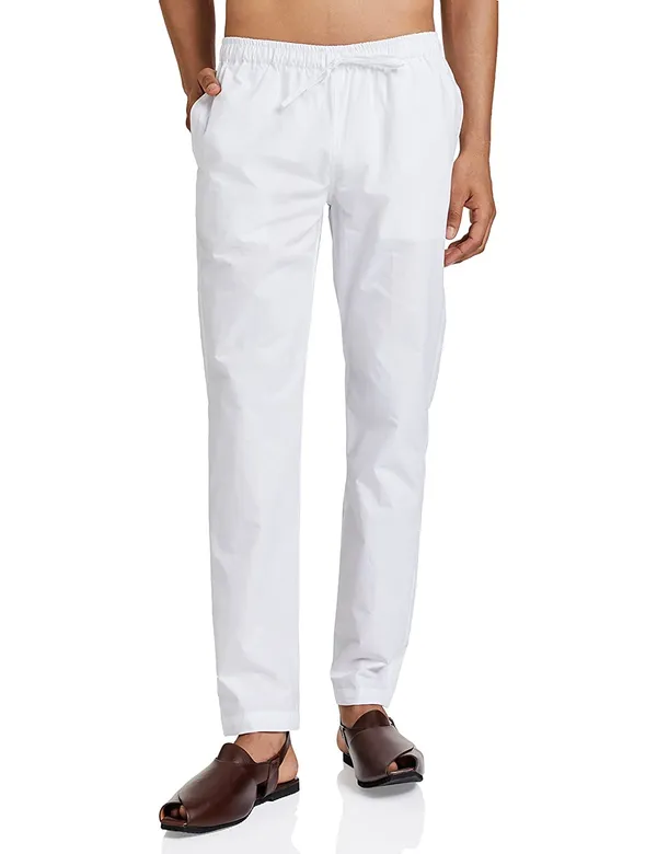 Combo_Pack_of_2:_White_&_Cream_Blue_Solid_Cotton_Pyjamas