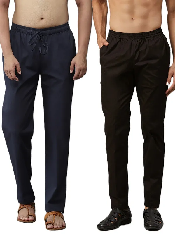 Combo_Pack_of_2:_Black_&_Navy_Blue_Solid_Cotton_Pyjamas