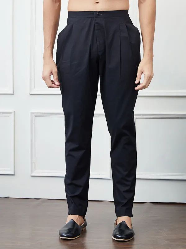Combo_Pack_of_2:_Black_&_Brown_Solid_Cotton_Pyjamas