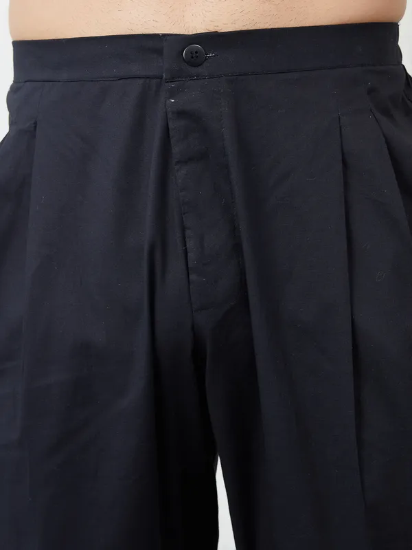 Combo_Pack_of_2:_Black_&_Beige_Solid_Cotton_Pyjamas