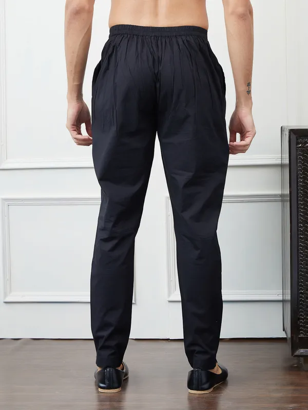 Combo_Pack_of_2:_Black_&_Beige_Solid_Cotton_Pyjamas