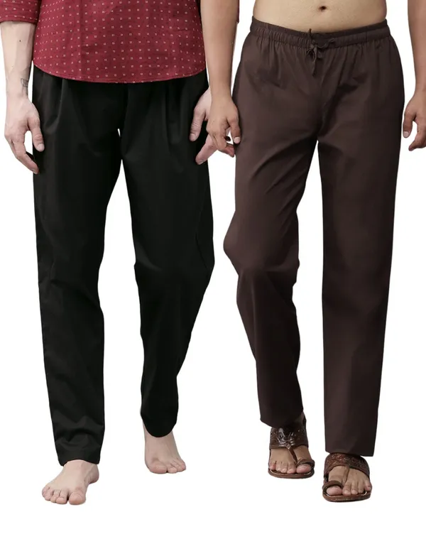 Combo_Pack_of_2:_Black_&_Coffee_Solid_Cotton_Pyjamas