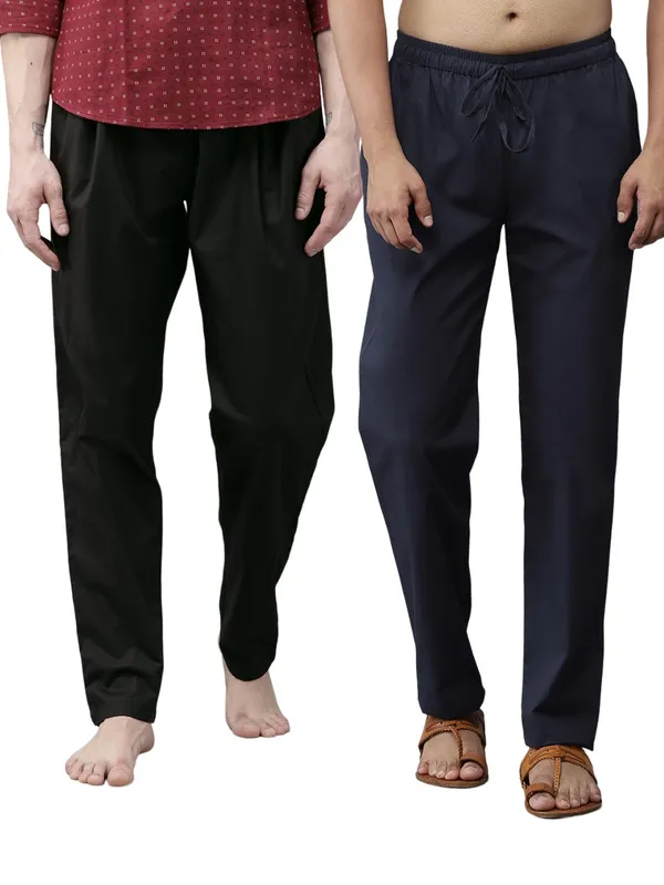 Combo_Pack_of_2:_Black_&_Navy_Blue_Solid_Cotton_Pyjamas