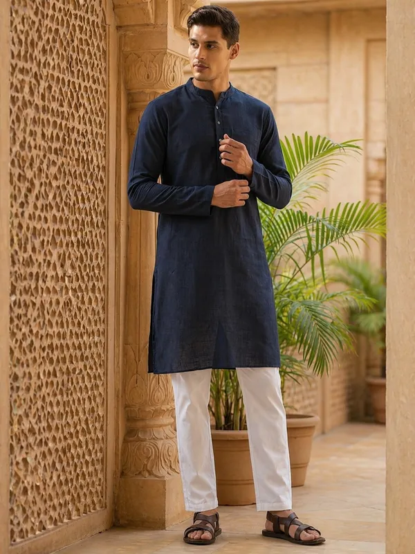 Pure_Cotton_Slub_Straight_kurta_Paired_with_Pyjama