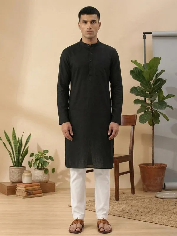 Pure_Cotton_Slub_Straight_kurta_Paired_with_Pyjama