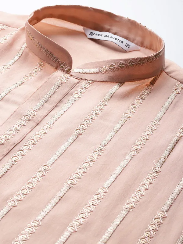 Men's_Pink_&_Gold_Sequined_Chanderi_Silk_Kurta